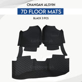 Changan Alsvin 7D Floor Mats Black – 3PCS Set | Model 2021–2025