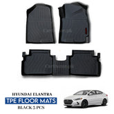 Hyundai Elantra TPE Floor Mats Black – 3PCS Set | Model 2021-2024
