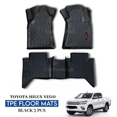 Toyota Hilux Vego TPE Floor Mats Black – 3PCS Set | Model 2016–2025