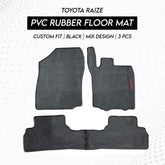 Toyota Raize 2020-2025 PVC Rubber Floor Mat | Custom Fit Black Mix Design (3 Pcs Set)