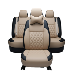 Suzuki Mehran Diamond Stitch Seat Cover – Beige & Black – Model 1998–2021